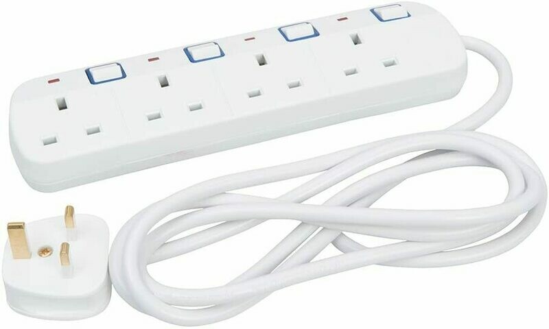 Powermaster Switched Extension Lead with Neon Indicator 230V - 4-Gang 2m