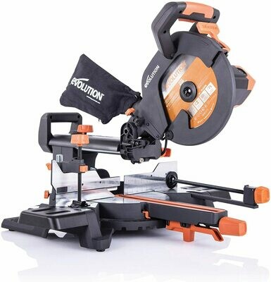 Evolution R255SMS+ - 255mm Sliding Mitre Saw With TCT Multi-Material Cutting Blade