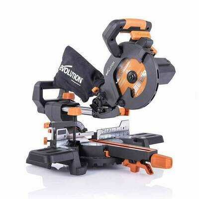 Evolution R185SMS+ 185mm Sliding Mitre Saw With TCT Multi-Material Cutting Blade (230V)