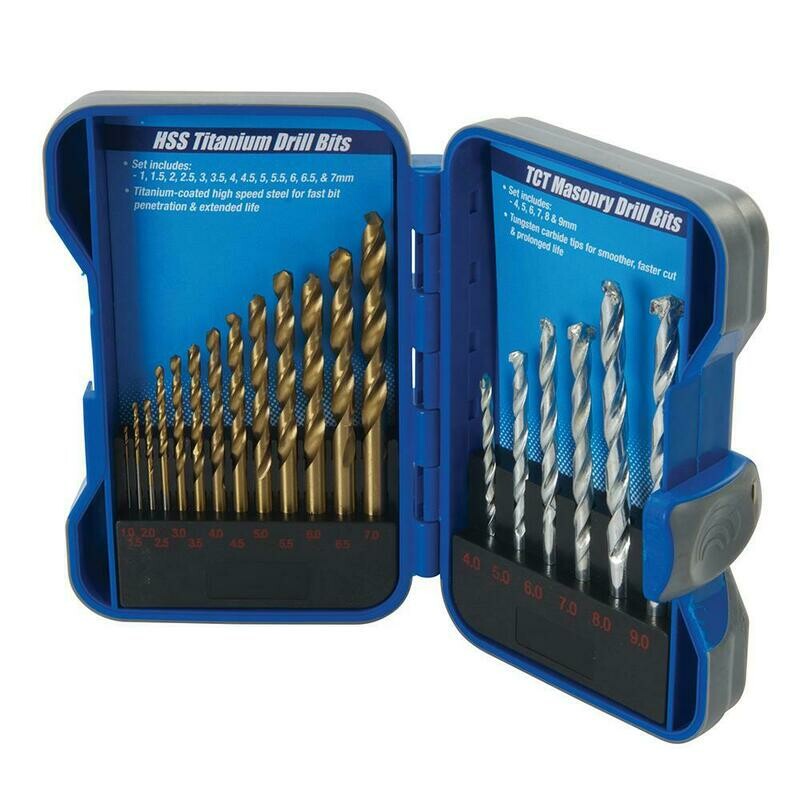 Silverlne Titanium-Coated HSS & Masonry Drill Bit Set 19pce 
1 - 9mm