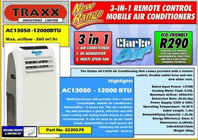 Clarke AC13050 Air Conditioner (Remote Control , Mobile, 3 in 1)