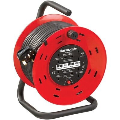 Silverline Cable Reel 110V Freestanding extension lead 16A 25m 2 Socket 868878 