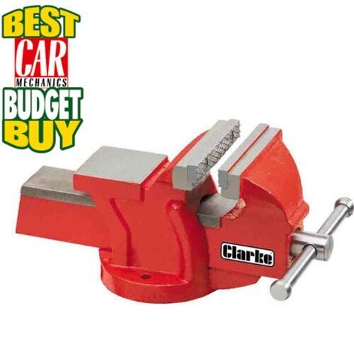 Clarke  CV4RB 100mm Workshop Vise ( Fixed base, Red )  (Optional available with swivel base)