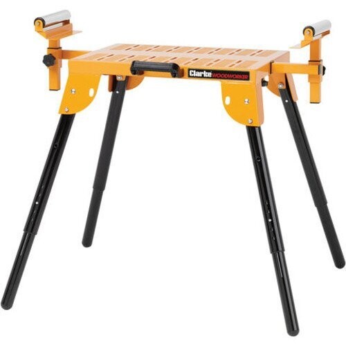 Clarke  CMSSR Folding Mitre Saw Stand with Rollers
( Optionally available as a ​CMSS Folding Mitre Saw Stand without rollers)