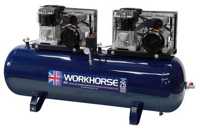 Workhorse Tandem Air Compressor 2 x 3HP 250L 230V(WRT28-250S-1)
( Available with free of charge UK mainland delivery )