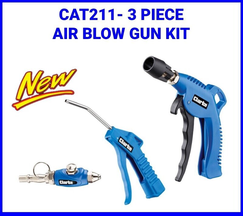 Clarke CAT211 3 Piece Air Blow Gun Kit Clarke CAT211 3 Piece Air Blow Gun Kit