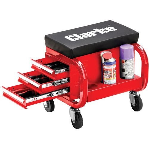 Clarke   CMUS3 -B Mechanics' Utility Seat With 3 Drawer Tool Box