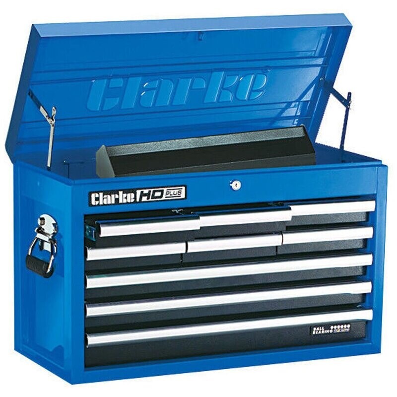 Clarke  CBI190C HD Plus Blue & Black 9 Drawer Tool Chest
( Optionally available with Clarke CBI170C HD Plus Blue & Black 7 Drawer Mobile Cabinet)