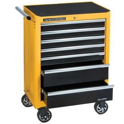 Clarke CC170C Contractor Yellow & Black 7 Drawer Mobile Cabinet
( Optionally available with Clarke CC190C 9 Drawer Tool Chest)