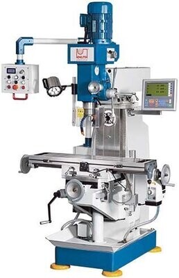 Knuth VHF 1.1 Universal Milling Machine
( Part No. 362665 )
Equipped with a horizontal spindle, a swiveling vertical milling head and a large clamping table.