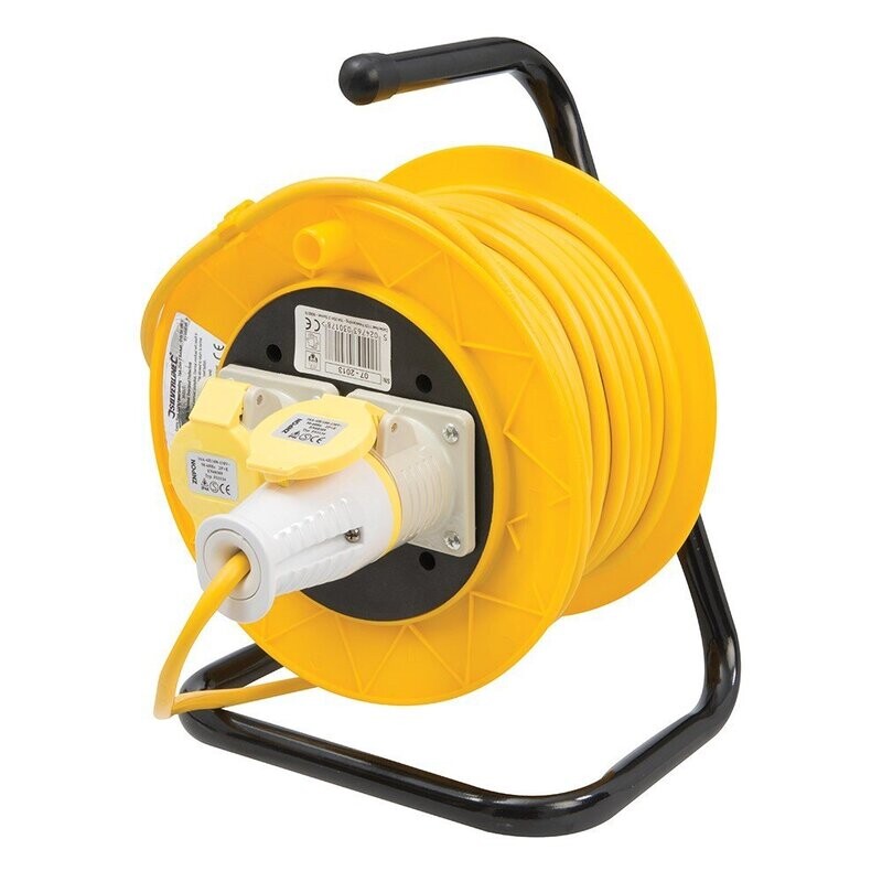 PowerMaster 868878 Cable Reel 110V Freestanding 2 Socket 16A 25m