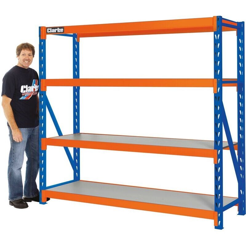 Clarke  CS4700BO 800kg Industrial Boltless Shelving (Orange/Blue).
 Optionally available as CS4700 ( Silver ).
