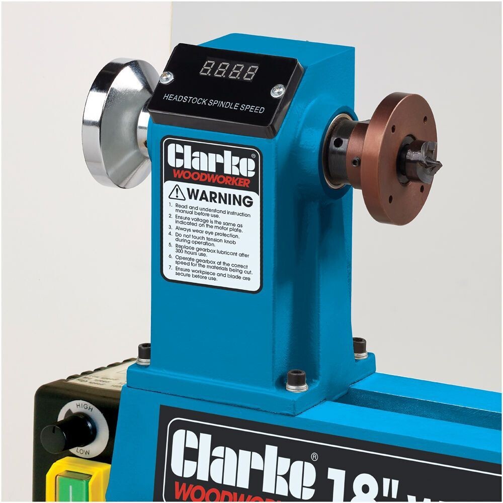 Clarke CWL460 18 460mm Variable Speed Wood Turning Lathe 550W