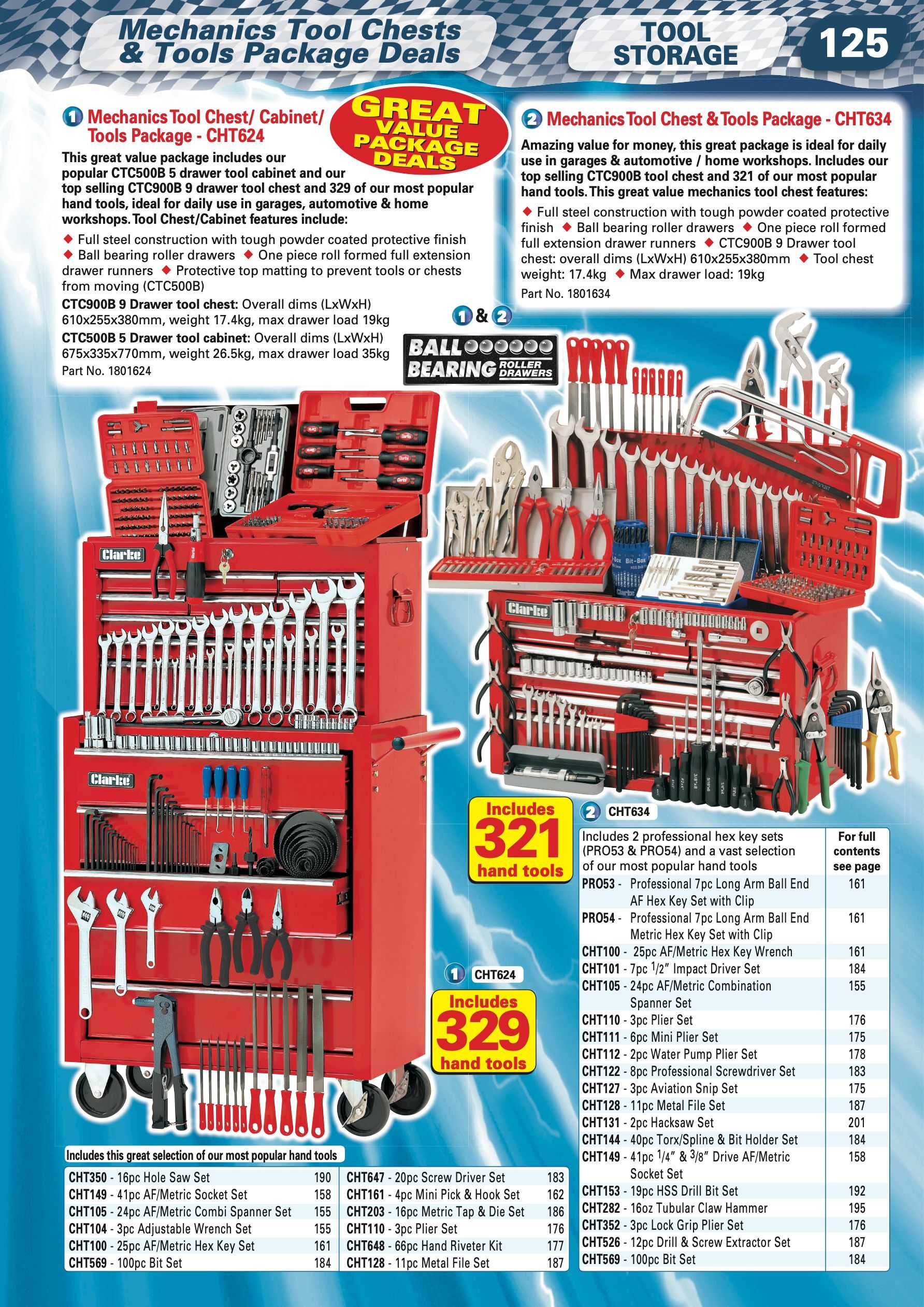 Mechanics tool chest and tools package deals