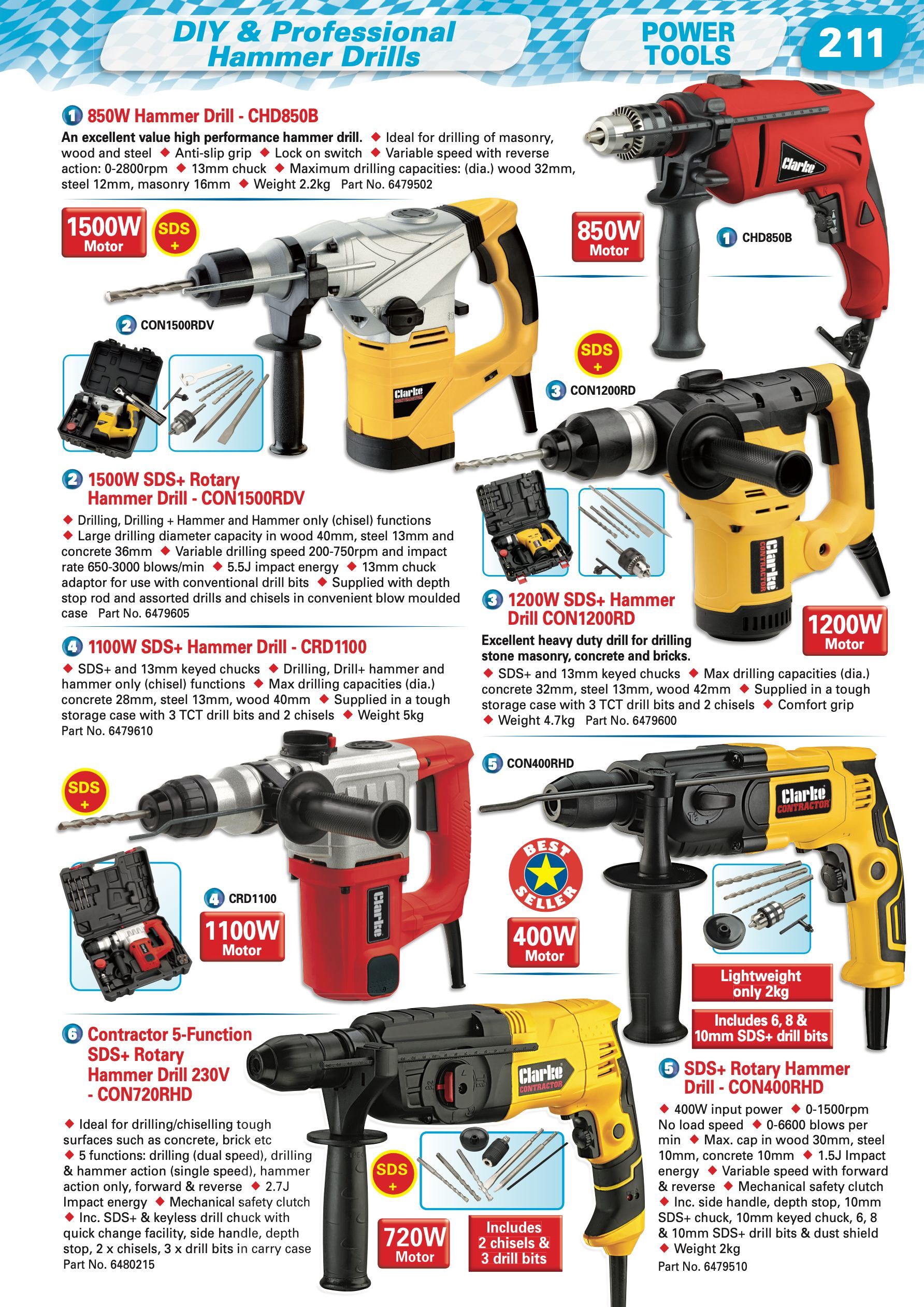 Clarke CRD1100 1100W SDS Hammer Drill 230V