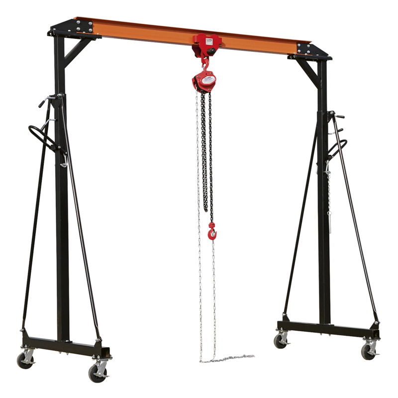 Sealey  SG1000KIT  Portable Lifting Gantry Crane Adjustable 1 Tonne & Hoist Combo