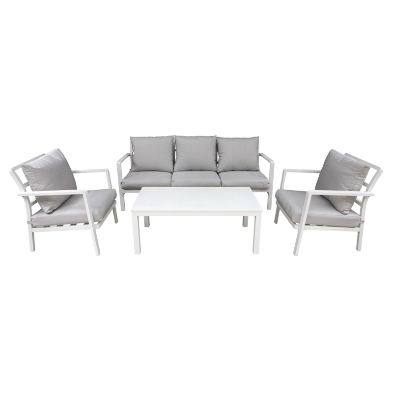 Dellonda Kyoto 4 Piece Aluminium Outdoor Garden Sofa Arm Chair Coffee Table Set