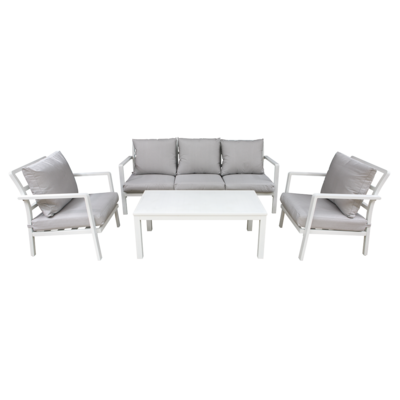 Dellonda Kyoto 4 Piece Aluminium Outdoor Garden Sofa Arm Chair Coffee Table Set