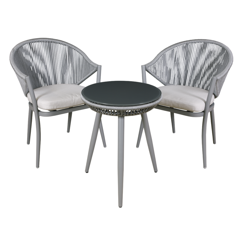 Dellonda Echo 3 Piece Aluminium Balcony Set with Tempered Glass Top - DG58