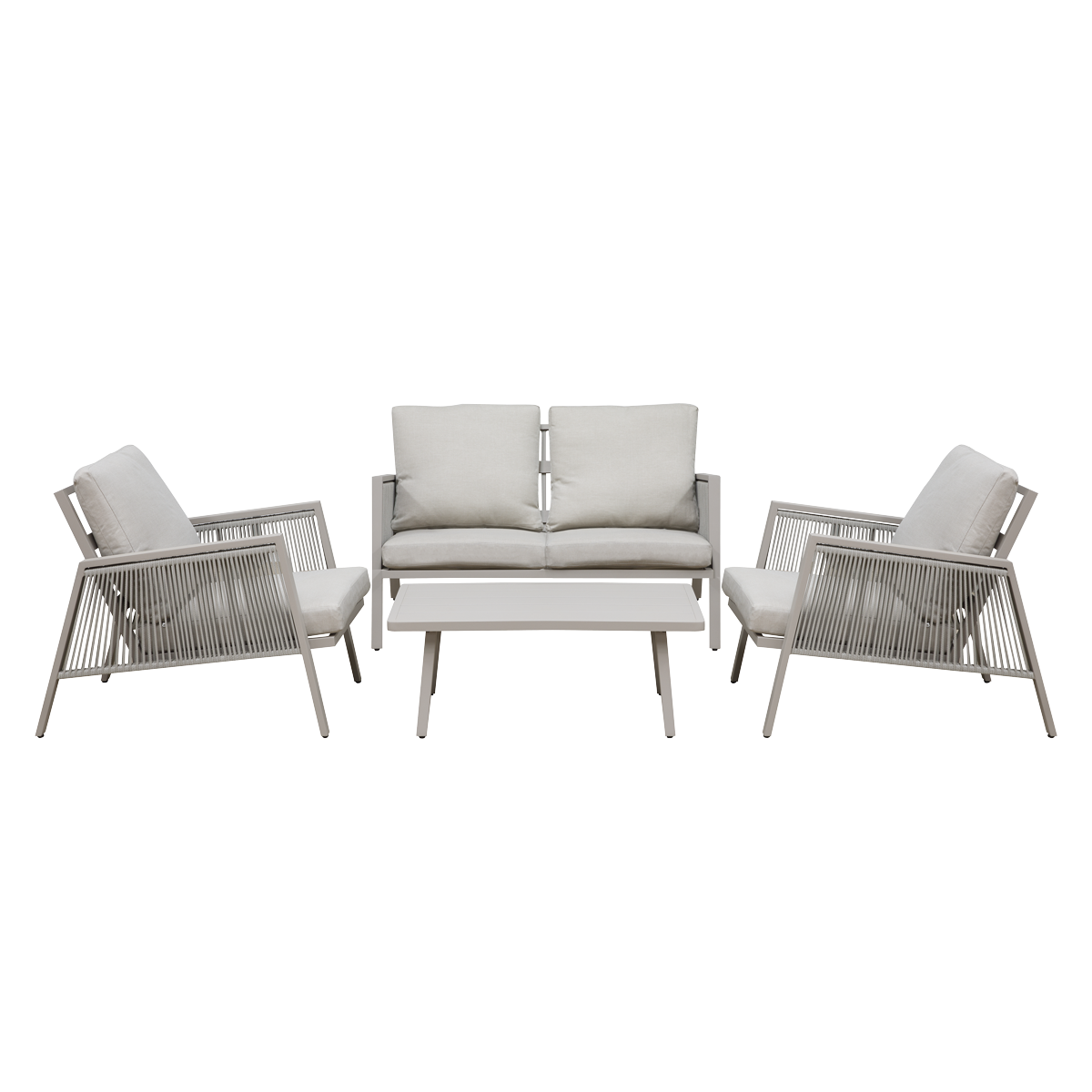 Dellonda Fusion Aluminium 4 Piece Outdoor Sofa, Arm Chairs & Coffee Table Set