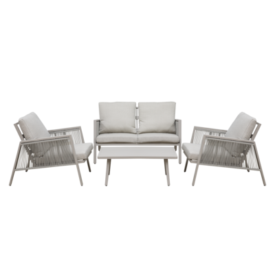 Dellonda Fusion Aluminium 4 Piece Outdoor Sofa, Arm Chairs & Coffee Table Set