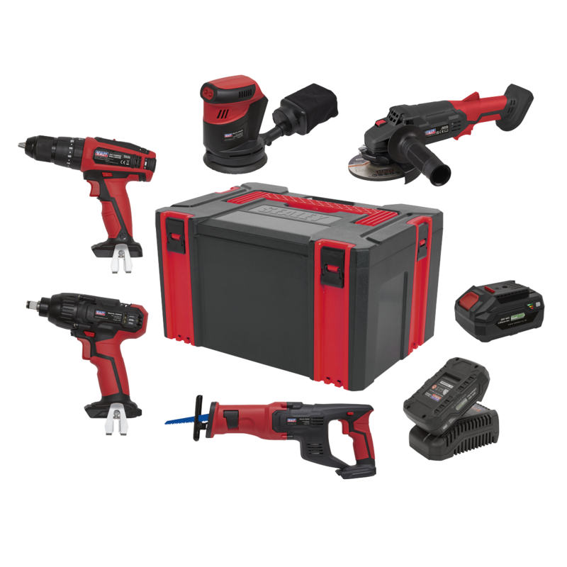 Sealey  CP20VCOMBO2  5 x 20V SV20 Series Cordless Tool Combo - 2 Batteries