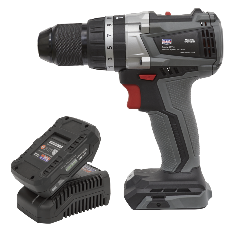 Sealey  CP20VDDXKIT1  Brushless Combi Drill Kit Ø13mm 20V 2Ah SV20 Series