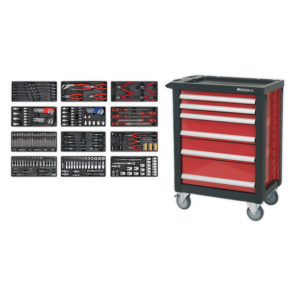 Sealey  6 Drawer Rollcab with Ball-Bearing Slides & 298pc Tool Kit
Model No. AP2406TBTC01