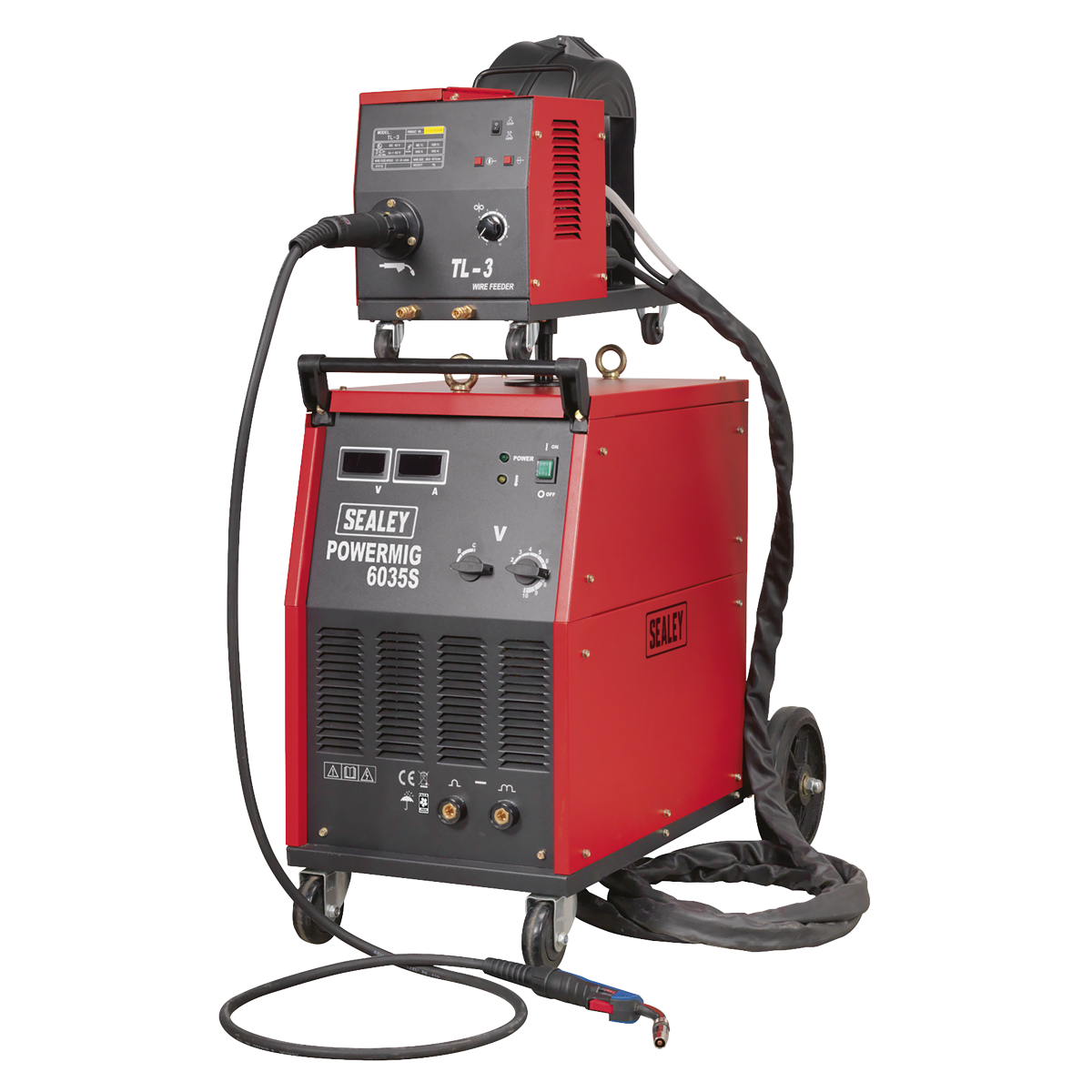 Sealey POWERMIG6035S Professional MIG Welder 350A 415V 3ph with Binzel® Euro Torch & Portable Wire Drive