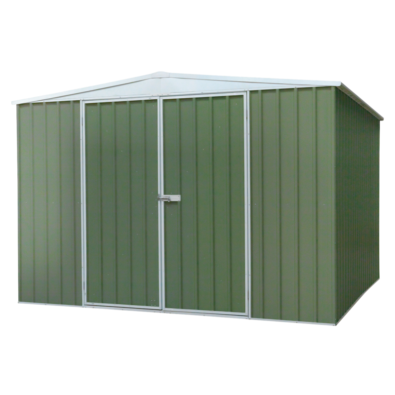 Dellonda Galvanised Steel Metal Garden/Outdoor/Storage Shed, 10FT x 10FT, Apex Style Roof - Green - DG116