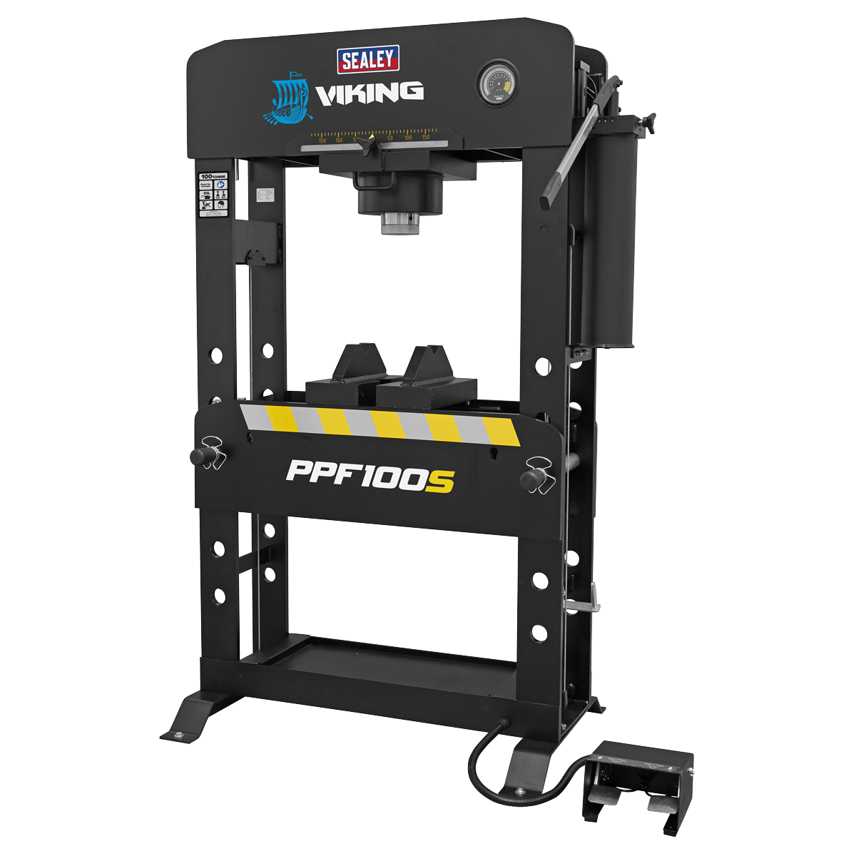 Sealey  Viking Air/Hydraulic Press 100 Tonne Floor Type with Sliding Ram and Foot Pedal ( PPF100S )