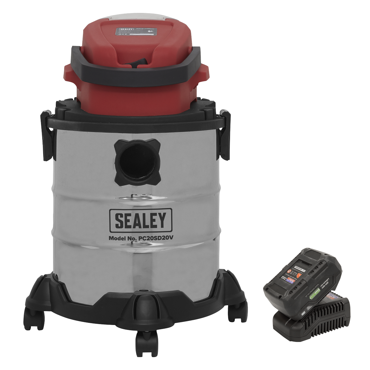 Sealey Vacuum Cleaner 20L Wet & Dry Cordless 20V SV20 Series with 4Ah Battery & Charger Model No. PC20VCOMBO4