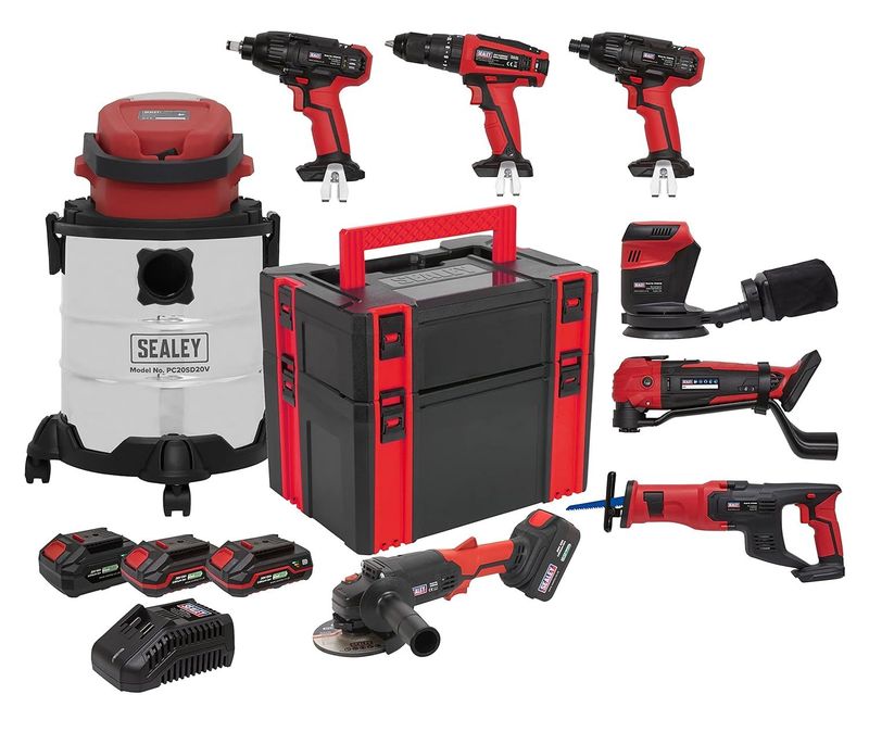 Sealey CP20VCOMBO4   8 x 20V SV20 Series Cordless Tool Combo - 4 Batteries