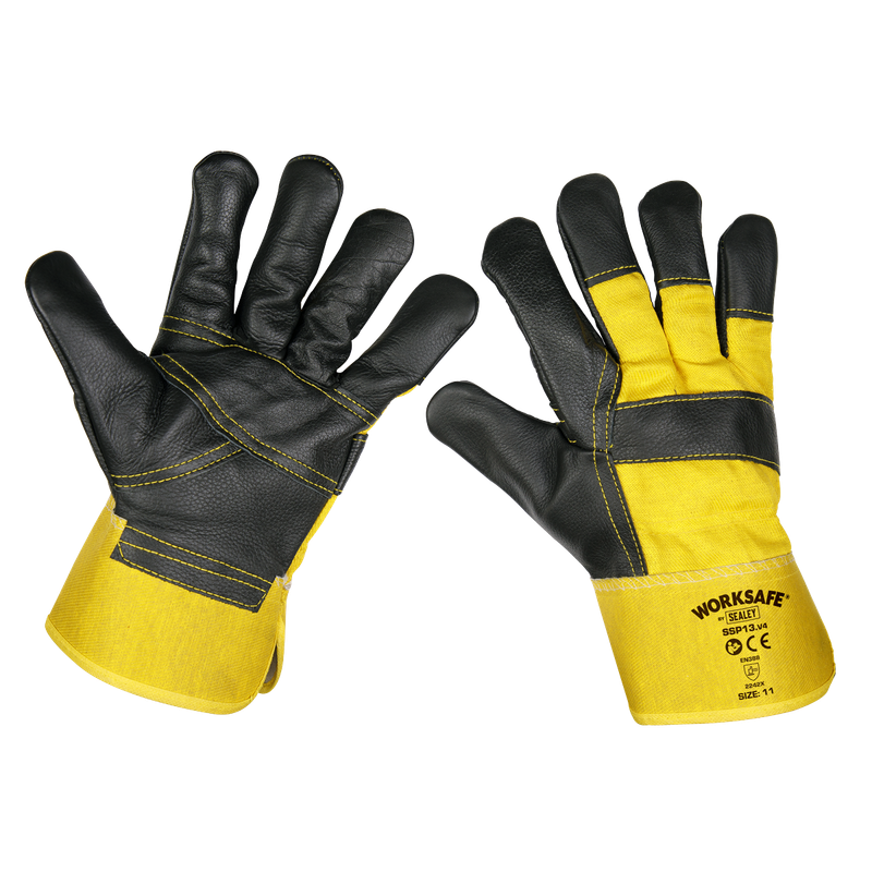Sealey  Worksafe Rigger's Gloves Hide Palm Pair  SSP13