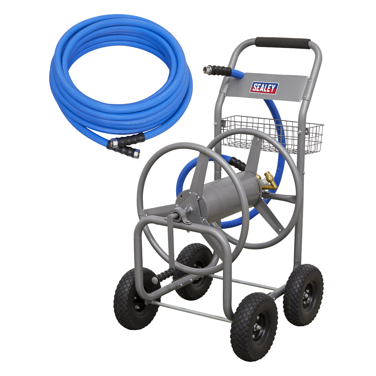 Sealey  Heavy-Duty Hose Reel Cart with 30m Heavy-Duty Ø19mm Hot & Cold Rubber Water Hose   Model No. HRKIT30