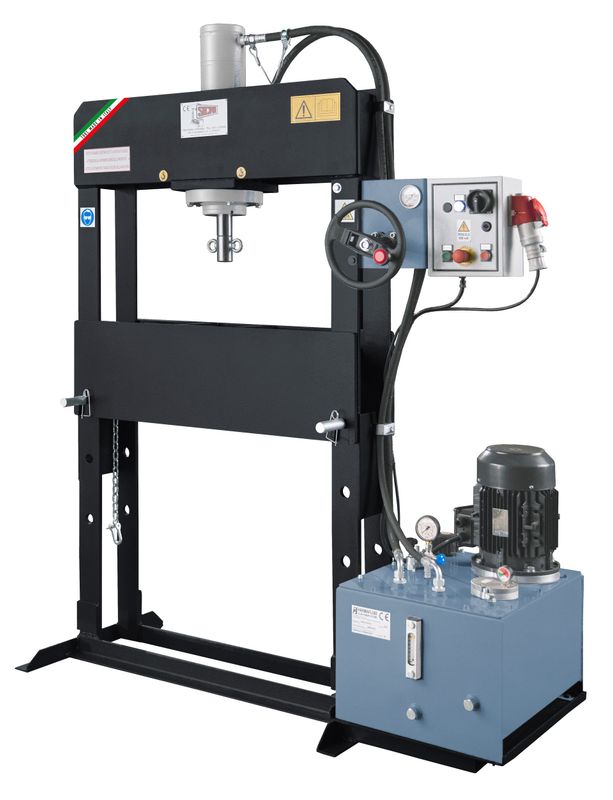 Sicmi Hydraulic workshop press with servomechanical handwheel – PSV         ( 30/50/70 Ton rated options)