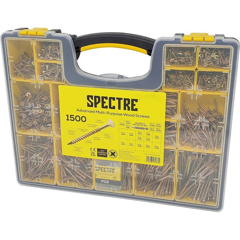Spectre Screw Organiser Pro Multi-purpose Wood Screws with Impact Bits Spectre Screw Organiser Pro Multi-purpose Wood Screws with Impact Bits