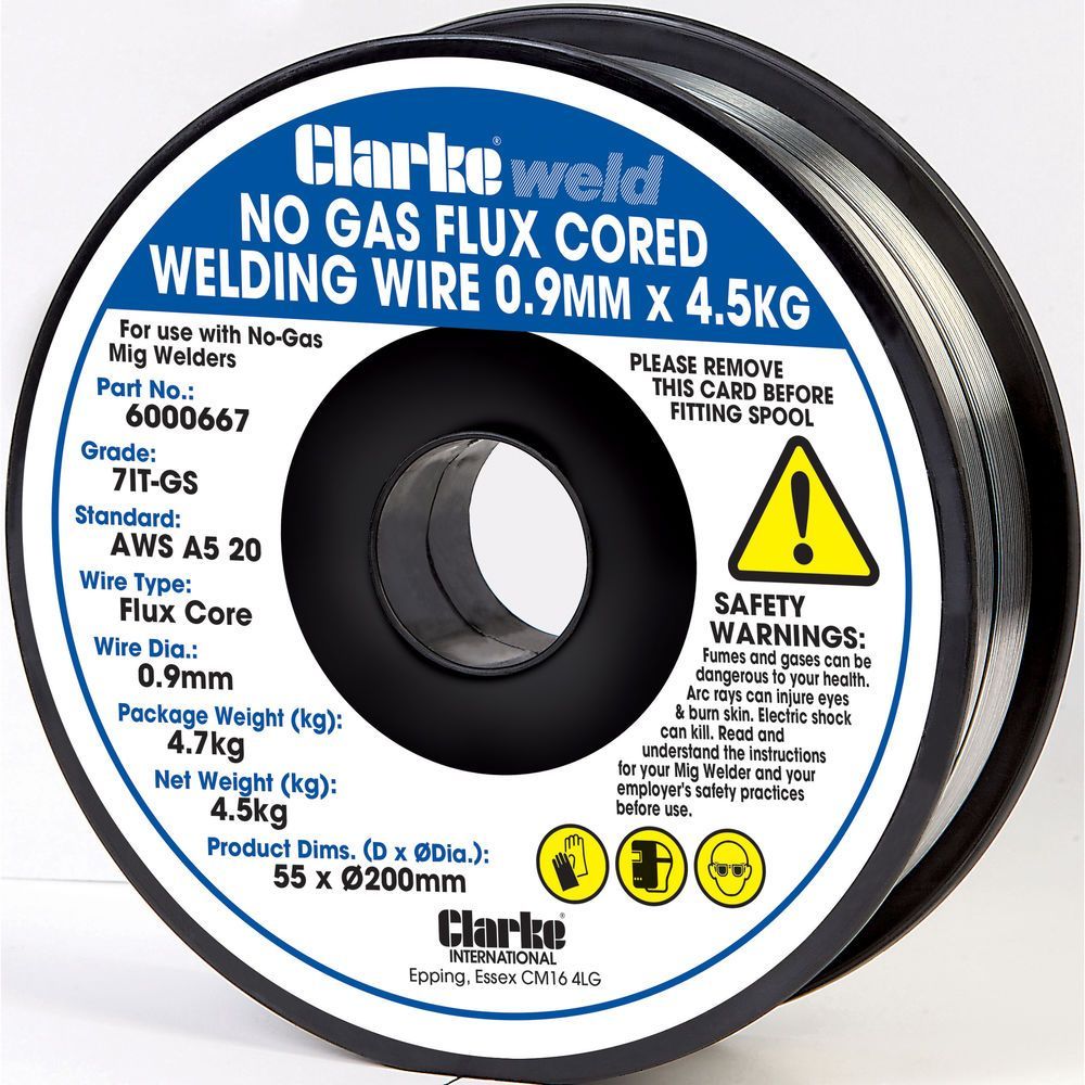 Clarke weld 0.9mm Mild Steel Flux Cored MIG Welding Wire (4.5kg)
