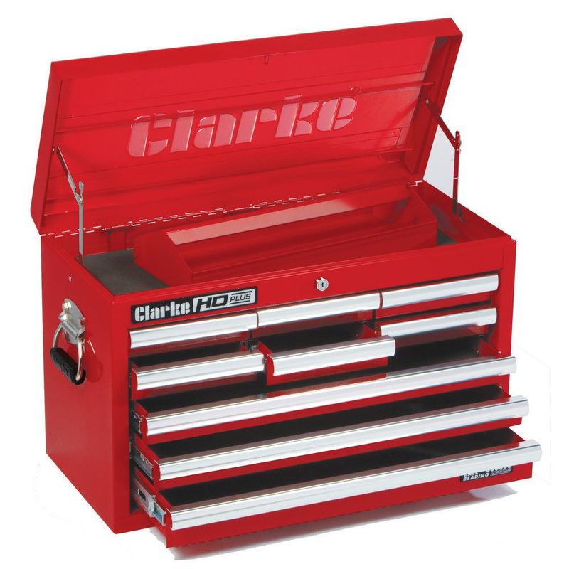 Clarke CBB209C HD Plus 29 Clarke CBB209C HD Plus 29" Red & Silver 9 Drawer Tool Chest