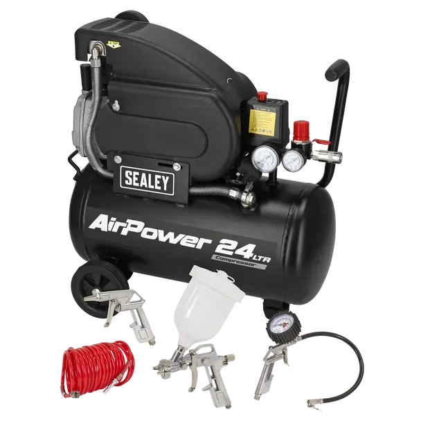 Sealey -SAC2420APK   24L Direct Drive Air Compressor 2hp with 4pc Air Accessory Kit