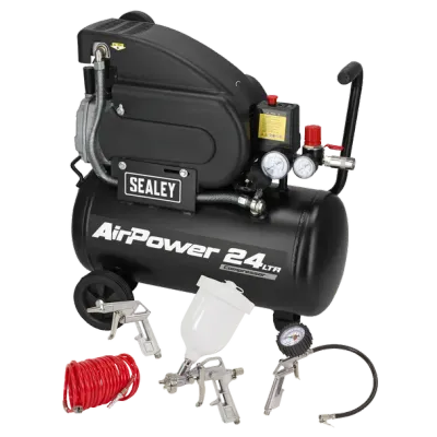 Sealey -SAC2420APK   24L Direct Drive Air Compressor 2hp with 4pc Air Accessory Kit