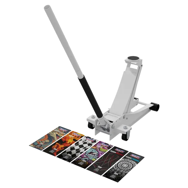 Sealey -2000CW Low Entry Custom Design Trolley Jack with Rocket Lift 2 Tonne - White