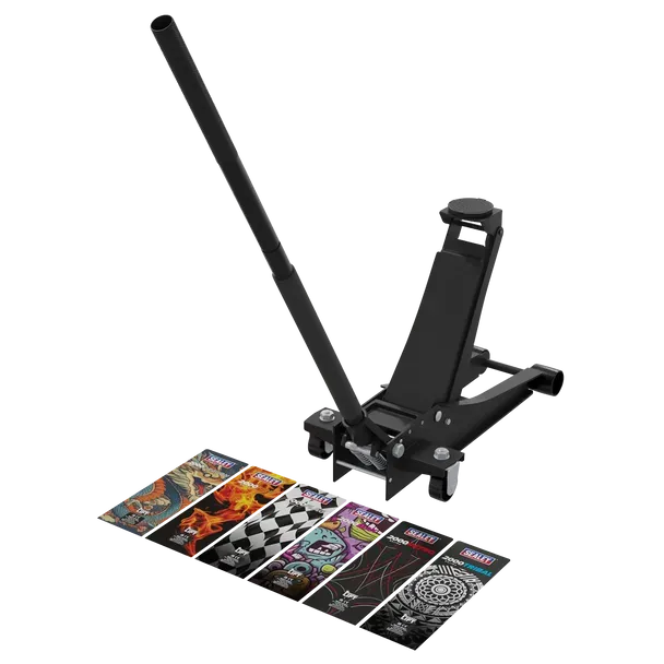 Sealey -2000CB Low Entry Custom Design Trolley Jack with Rocket Lift 2 Tonne - Black