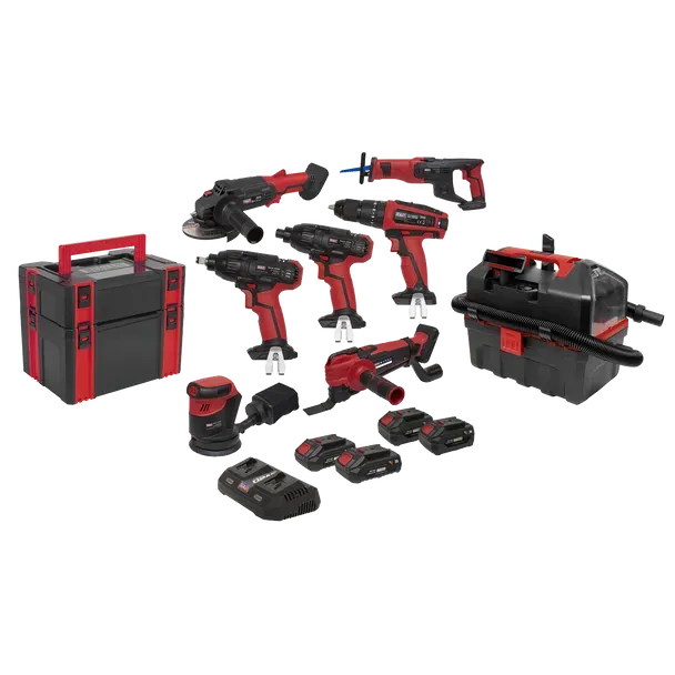 Sealey CP20VCOMBO4 8 x 20V SV20 Series Cordless Tool Combo - 4 Batteries Sealey CP20VCOMBO4 8 x 20V SV20 Series Cordless Tool Combo - 4 Batteries