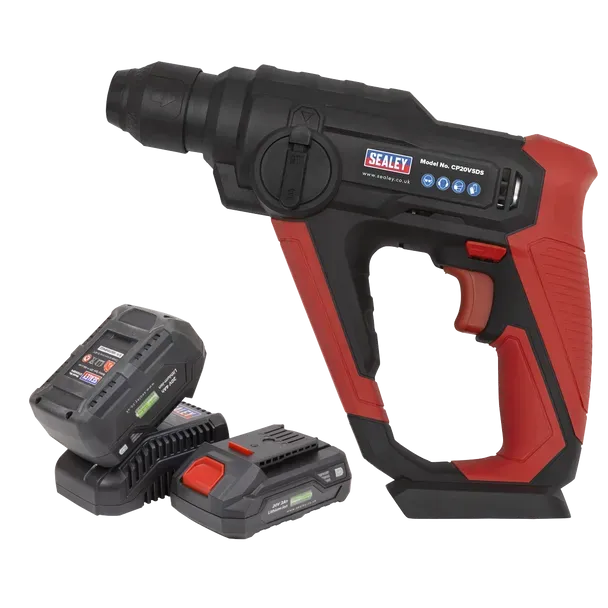 Sealey SV20 Series SDS Plus Cordless Rotary Hammer Drill Kit 20V - 2 Batteries CP20VSDSKIT Sealey SV20 Series SDS Plus Cordless Rotary Hammer Drill Kit 20V - 2 Batteries CP20VSDSKIT