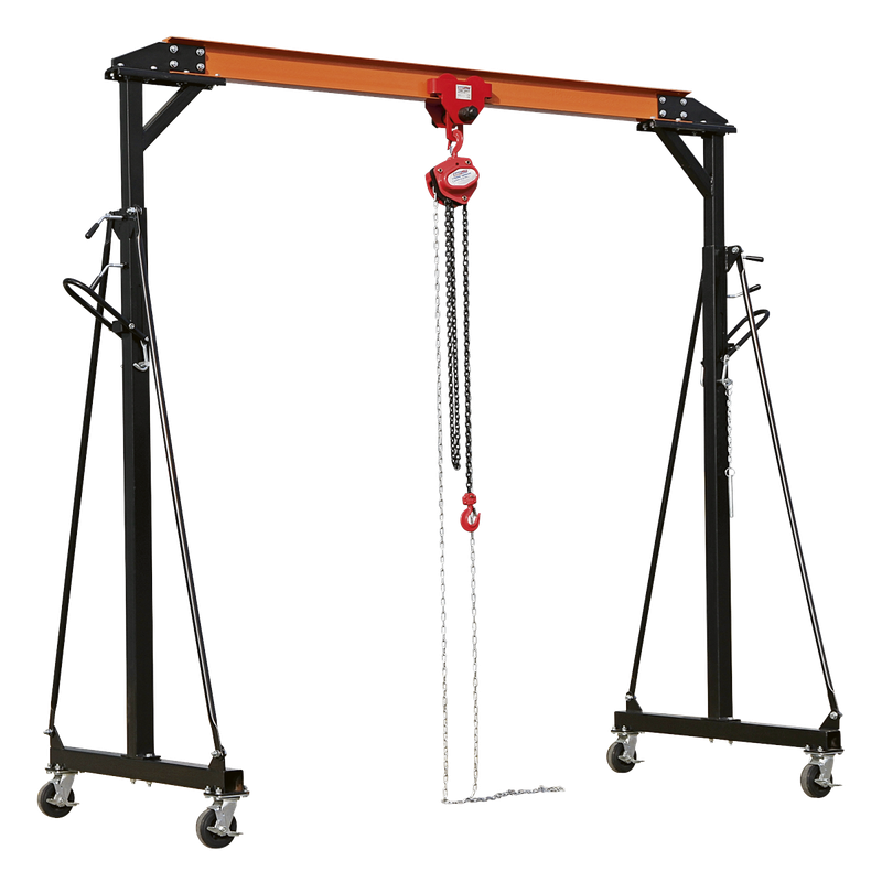 Sealey  SG1000KIT  Portable Lifting Gantry Crane Adjustable 1 Tonne & Hoist Combo