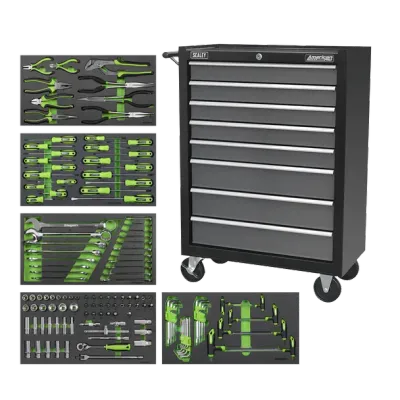Sealey American Pro Rollcab & Drawer with 145pc Tool Kit - Black/Grey [AP35TBCOMBO3]