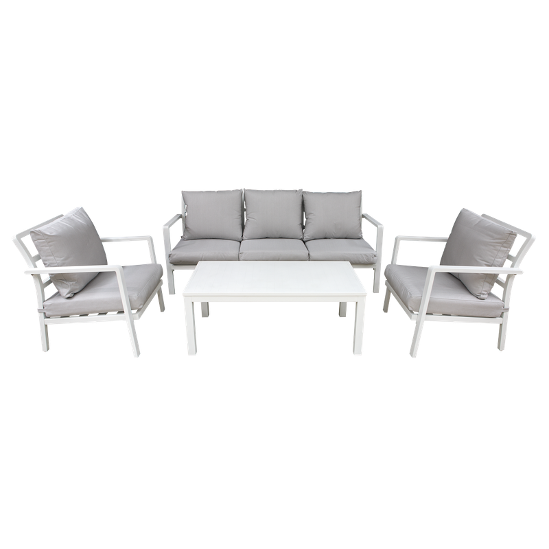 Dellonda Kyoto 4 Piece Aluminium Outdoor Garden Sofa Arm Chair Coffee Table Set