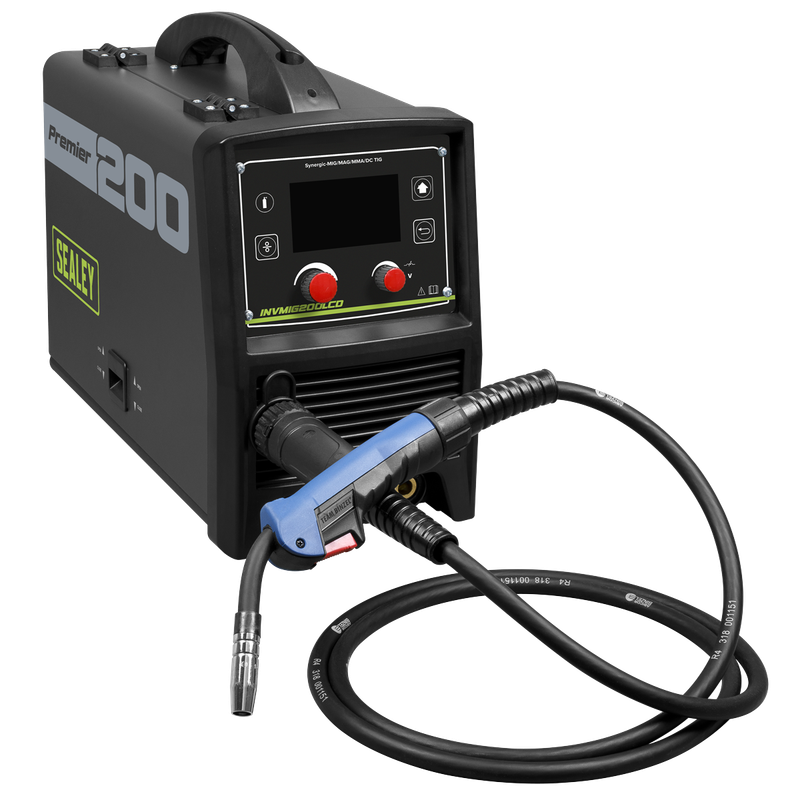 Sealey   INVMIG200LCD  Synergic Inverter Welder MIG, TIG & MMA 200A with LCD Screen