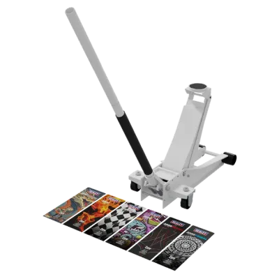 Sealey -2000CW Low Entry Custom Design Trolley Jack with Rocket Lift 2 Tonne - White